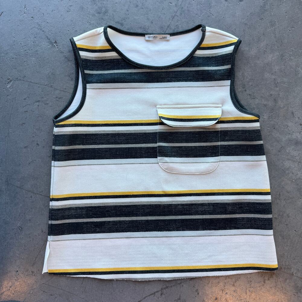Vintage Y2k Zara Black White Striped Business Casual Tank Top Women's Small